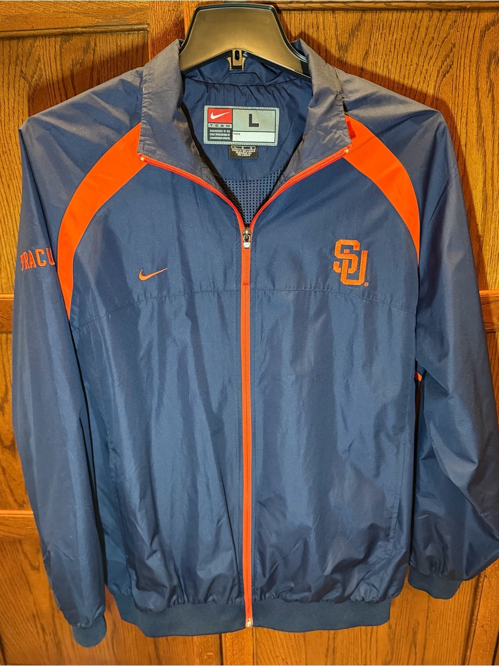 Nike Clima Fit Navy Jacket with Orange Trim and Syracuse University Embroidery